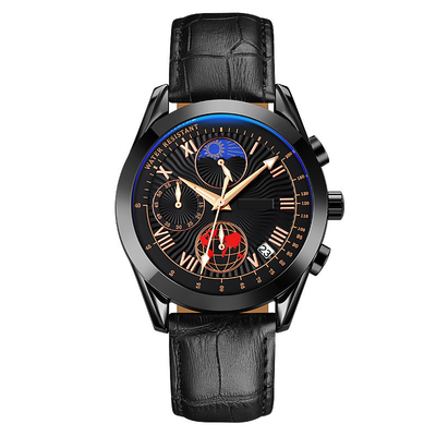 Многофункциональный тройной дозор Moonphase даты водоустойчивый для людей