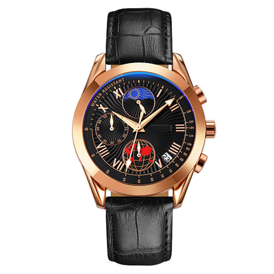 Многофункциональный тройной дозор Moonphase даты водоустойчивый для людей